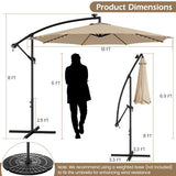 10 Feet Patio Offset Umbrella with 112 Solar-Powered LED Lights-Beige