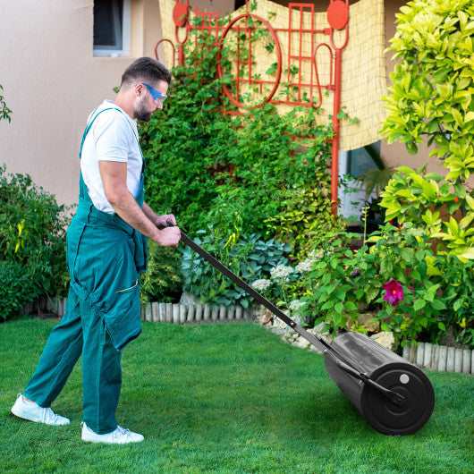 Metal Lawn Roller with Detachable Gripping Handle-Black