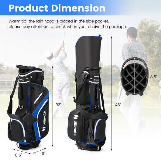 Lightweight Golf Stand Bag with 14 Way Top Dividers and 6 Pockets-Blue