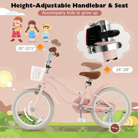 Children Bicycle with Front Handbrake and Rear Coaster Brake-Pink