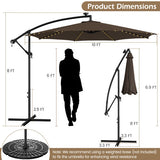 10 Feet Patio Offset Umbrella with 112 Solar-Powered LED Lights-Beige-Coffee