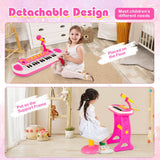 31-Key Kids Piano Keyboard Toy with Microphone and Multiple Sounds for Age 3+-Pink