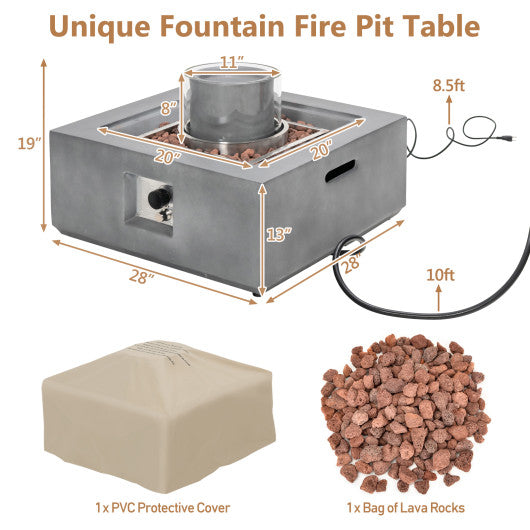 28 Inch 50000 BTU Patio Square Propane Fire Pit with PVC Cover-Gray