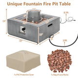 28 Inch 50000 BTU Patio Square Propane Fire Pit with PVC Cover-Gray
