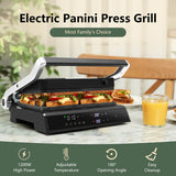 3-in-1 Electric Panini Press Grill with Non-Stick Coated Plates-Black