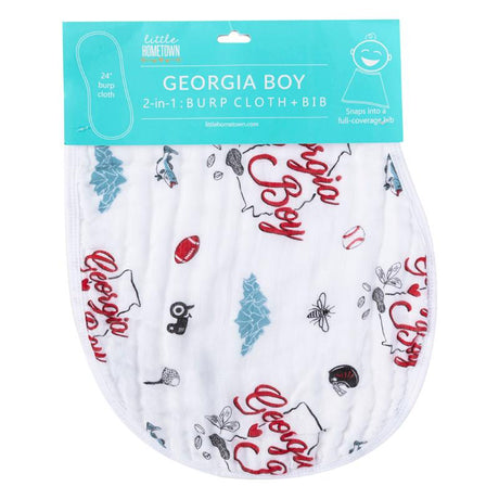 2-in-1 Burp Cloth and Bib: Georgia Boy by Little Hometown - Aiden's Corner Baby & Toddler Clothes, Toys, Teethers, Feeding and Accesories