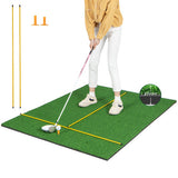 Artificial Turf Mat for Indoor and Outdoor Golf Practice Includes 2 Rubber Tees and 2 Alignment Sticks-27mm