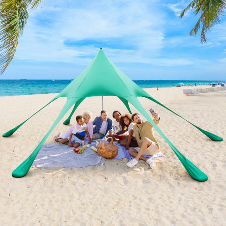 20 x 20 Feet Beach Canopy Tent with UPF50+ Sun Protection and Shovel-Green