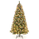 Hinged Christmas Tree with PVC Branch Tips and Warm White LED Lights-7.5 ft