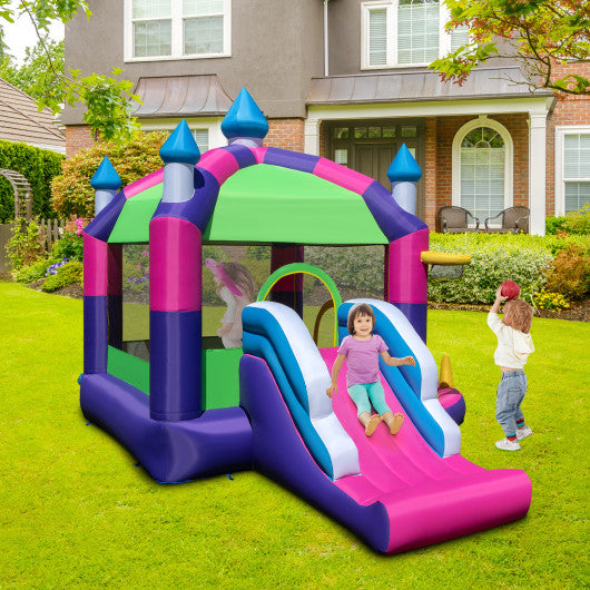 Inflatable Bounce Castle with Canopy Shade Cover and Slide