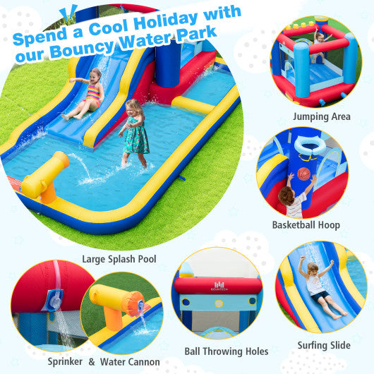 Inflatable Water Slide Bounce House with 680W Blower and 2 Pools