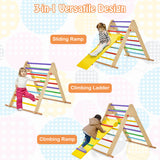 Kids Climbing Triangle Set with Adjustable and Reversible Ramp-Multicolor