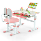 Height-Adjustable Kid's Study Desk and Chair Set-Pink