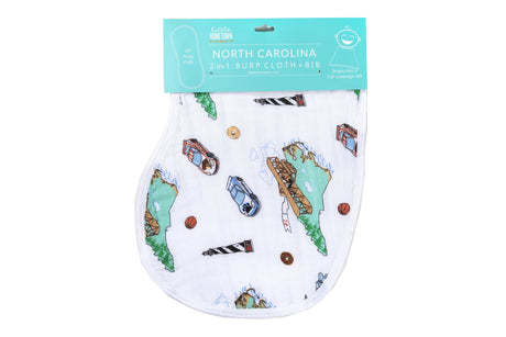 2-in-1 Burp Cloth and Bib: North Carolina Baby by Little Hometown - Aiden's Corner Baby & Toddler Clothes, Toys, Teethers, Feeding and Accesories