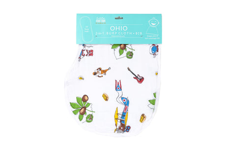 2-in-1 Burp Cloth and Bib:  Ohio Baby by Little Hometown - Aiden's Corner Baby & Toddler Clothes, Toys, Teethers, Feeding and Accesories