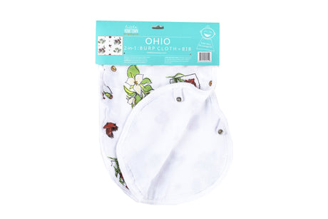 2-in-1 Burp Cloth and Bib:  Ohio Baby (Floral) by Little Hometown - Aiden's Corner Baby & Toddler Clothes, Toys, Teethers, Feeding and Accesories