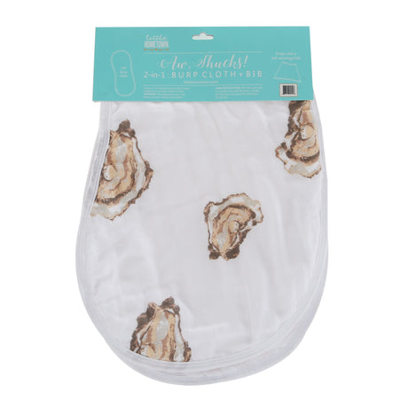 2-in-1 Burp Cloth and Bib: Aw Shucks! Oyster - Little Hometown