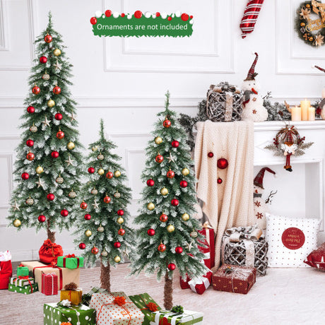 Pre-Lit Christmas Tree Set of 3 - Snowy and Slim