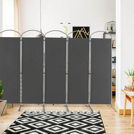 6 Feet 6-Panels Freestanding Folding Privacy Screen-Gray