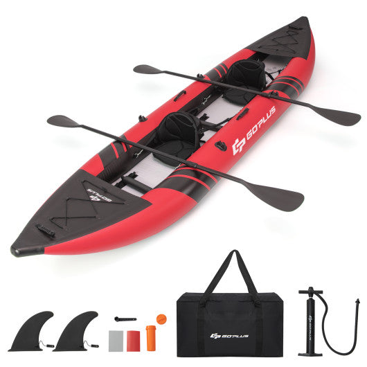 Inflatable 2-person Kayak Set with Aluminium Oars and Repair Kit-Red