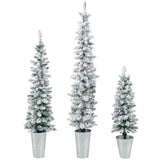 Set of 3 Potted Artificial Christmas Tree Snow-Flocked