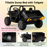 2-Seater Kids Ride On Dump Truck with Dump Bed and Shovel-Black