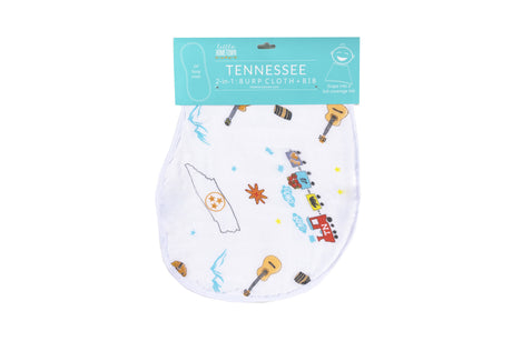 2-in-1 Burp Cloth and Bib:  Tennessee Baby by Little Hometown - Aiden's Corner Baby & Toddler Clothes, Toys, Teethers, Feeding and Accesories