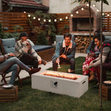 42 Inch 50 000 BTU Rectangle Terrazzo Fire Pit Table with PVC Cover-White