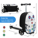 Hardshell Ride-on Suitcase Scooter with LED Flashing Wheels-White