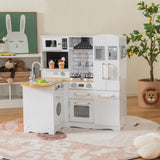 Wooden Kid's Corner Kitchen Playset with Stove for Toddlers-White