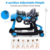 4-in-1 Foldable Activity Push Walker with Adjustable Height-Blue