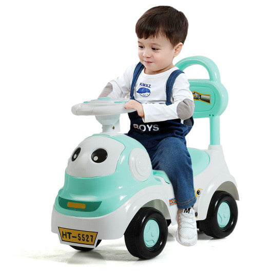 3-in-1 Baby Walker Sliding Pushing Car w/ Sound-Green