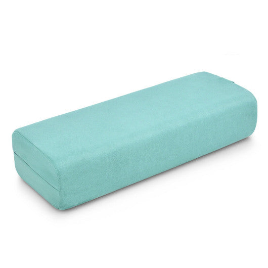 Yoga Bolster Pillow with Washable Cover and Carry Handle-Green