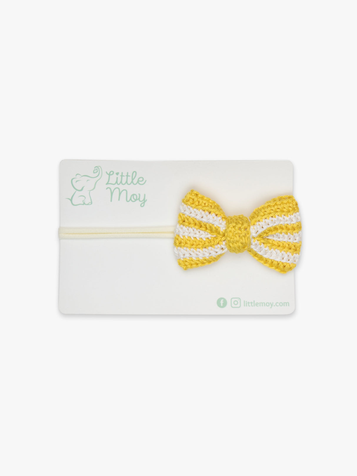 Crochet Bow Headband - Yellow Stripes by Little Moy
