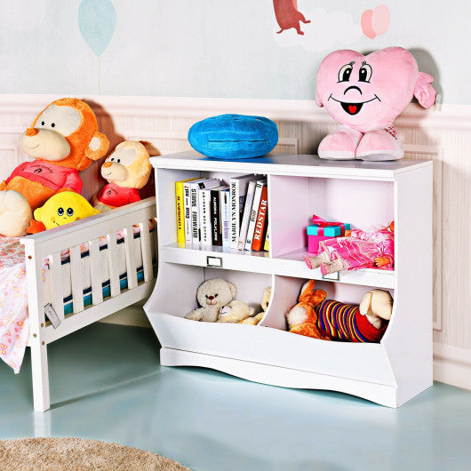 Kids Storage Unit Baby Toy Organizer Children Bookshelf Bookcase-White