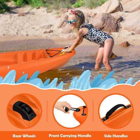 6 Feet Youth Kids Kayak with Bonus Paddle and Folding Backrest for Kid Over 5-Orange