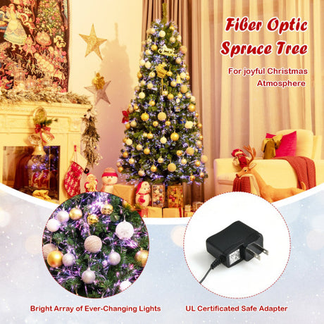 Pre-lit Multi-Colored Fiber Optic Spruce Artificial Christmas Tree-7 ft