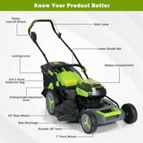 40V 18 Inch Brushless Cordless Push Lawn Mower 4.0Ah Batteries and 2 Chargers-Green