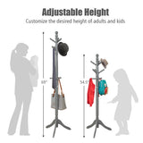 Entryway Height Adjustable Coat Stand with 9 Hooks-Gray