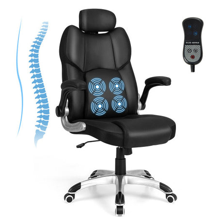 Kneading Massage Office Chair with Adjustable Headrest-Black