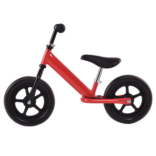12 Inch Kids No-Pedal Bike with Adjustable Seat-Red