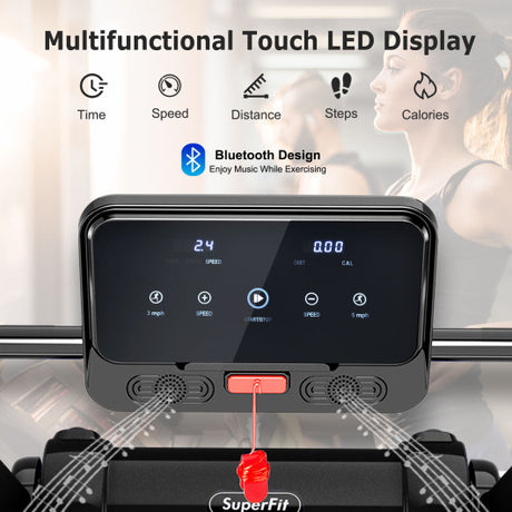 2.25 HP Electric Motorized Folding Running Treadmill Machine with LED Display-Black