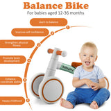 Baby Balance Bikes with 4 Wheels for 12-36 Months Toddler Mini Bike-Gray