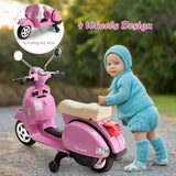 6V Kids Ride on Vespa Scooter Motorcycle with Headlight-Pink