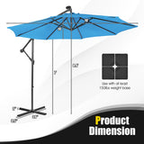 10 Feet Patio Solar Powered Cantilever Umbrella with Tilting System-Blue