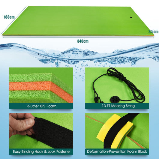 12’ x 6’ 3 Layer Floating Water Pad-Green
