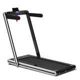 2-in-1 Folding Treadmill with Dual LED Display-Silver