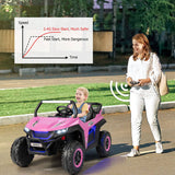 12V 2-Seater Kids Ride on UTV with Slow Start Function Music-Pink