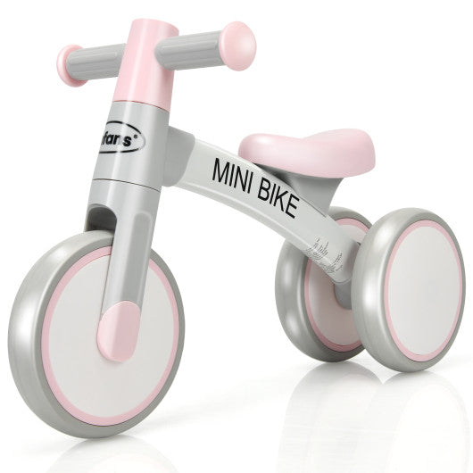 Indoor Outdoor Kids Riding Balance Bike with Silent Wheels-Pink