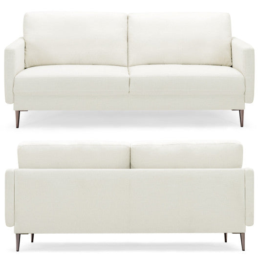 Modern Loveseat with Comfy Backrest Cushions-White